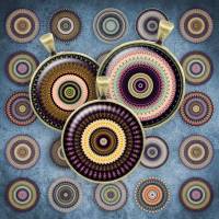 255 - Cabochon Vorlagen, 25mm 18mm 14mm 12mm, rund, Cabochon Motive, Bottle Cap images Mandala Mosaik Kaleidoskop Bild 1