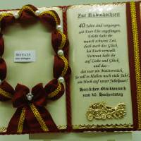 Rubinhochzeit -40-jähriges Ehejubiläum- Dekobuch rot/gold für Foto (mit Holz-Buchständer) Bild 2