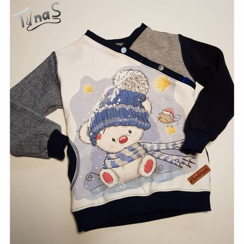 Sweatshirt in Gr. 86 mit Winterbärchen in Blautönen