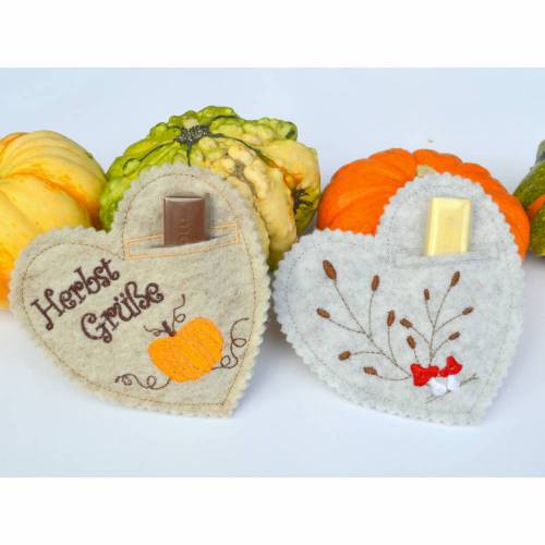 ITH Stickdatei Geschenkanhänger Herbst 2er SET 10x10cm