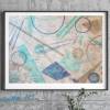 Acrylbild auf Papier mit geometrischen Formen in Blautönen, ungerahmt, Wandbild, Wanddekoration, Kunst, modernes Acrylbild Bild 3