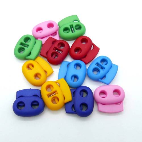 4 Kordelstopper Kordelabschluss Kordelbremse mit 2 Löchern - verschiedene Farben