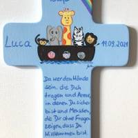 Taufkreuz Kinderkreuz Holzkreuz "Arche" zur Geburt Taufe Bild 3