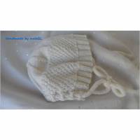 Babymütze - Babyhaube für Neugeborene - Merino-Wolle - weiß Bild 1