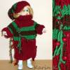 Puppen- Kleid Tunika Pullover und Bommel- Mütze Weinrot Grün Braun für ein schlankes Puppenkind Bild 3