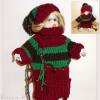 Puppen- Kleid Tunika Pullover und Bommel- Mütze Weinrot Grün Braun für ein schlankes Puppenkind Bild 5