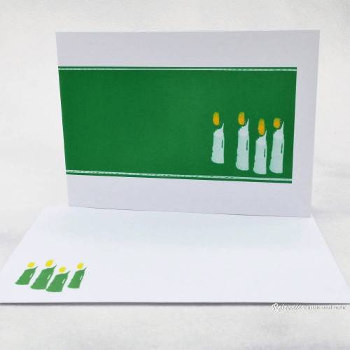 Weihnachtskarte Kerzen grün
