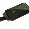 Smartphonetasche schwarzes Leder & Stoff grün gold Bild 4