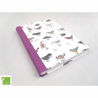 Notizbuch, Vögel, 300 Seiten, lila, DIN A5, Recyclingpapier, handgefertigt Bild 2