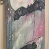 Acrylgemälde "FLEDERMÄUSE BEI VOLLMOND" mit Glitter -  Kunst Wandbild Halloween abstrakt Fantasy Bild Deko gemalt 30cmx70cm Bild 2