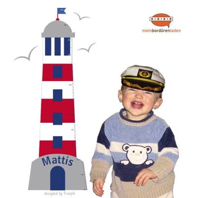 Wandtattoo Größenskala:  Leuchtturm mit Möwen - personalisierbar