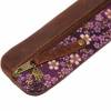 Federmäppchen Leder & Stoff „Kirschblüten violett gold” Bild 3