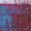 Moderen Malerei, Acrylbild am See auf MDF Platte, Stimmungsvolle Landschaft in Weinrot, Rosa und Blau, Wandkunst, Wohnraumdekoration Bild 7
