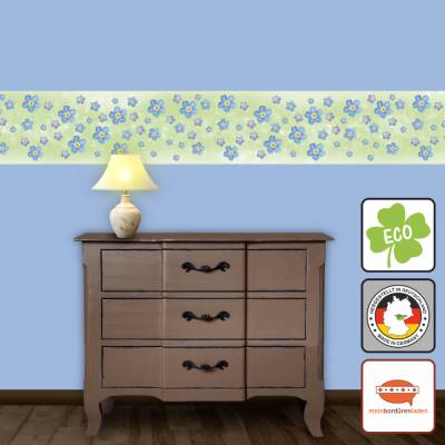 ECO Vlies Bordüre: Millefleurs Vergissmeinnicht - 17 cm Höhe
