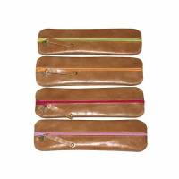 Federmäppchen aus hellbraunem Leder - Reißverschlussfarbe variabel Bild 1