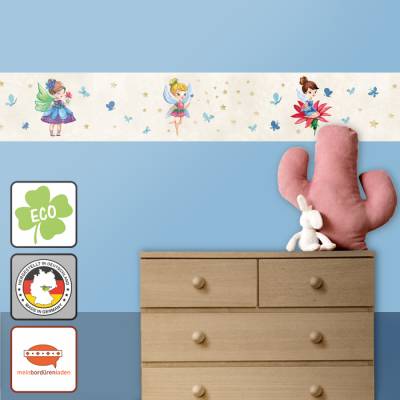 ECO Kinderbordüre: Kleine Blumenfee - nach Aquarellart - 18 cm Höhe