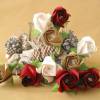 Lichterkette kleine Rosen in weinrot-weiß-braun, Weihnachtsdeko, Tischdeko Weihnachten Kinderzimmerdeko, Geschenk Bild 4