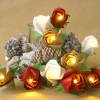 Lichterkette kleine Rosen in weinrot-weiß-braun, Weihnachtsdeko, Tischdeko Weihnachten Kinderzimmerdeko, Geschenk Bild 5