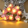 Lichterkette kleine Rosen in weinrot-weiß-braun, Weihnachtsdeko, Tischdeko Weihnachten Kinderzimmerdeko, Geschenk Bild 7