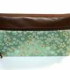 Großes Stiftetui Leder & Stoff mit Blüten aus Japan ”grün” Bild 4