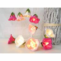 Lichterkette Glockenblume pink-rosa-weiß, Kinderzimmerdeko, Nachtlicht, Geschenk Mädchen, Tischdeko Taufe Bild 1