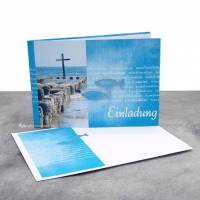 Einladungskarte Konfirmation, Kommunion oder Firmung "Kreuz im Meer" Bild 2