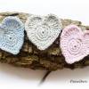 3 gehäkelte Herzen aus glänzender Baumwolle - Applikationen Herz - Trachten Bild 2