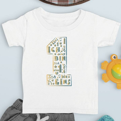 Bügelbild Ich bin – Zahl 1-9 für Geburtstagsshirts | Wunschzahl & Name | Flex-, Flock- oder Glitterfolie