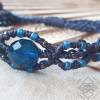 Armband mit blauer Kristall-Perle und Glasperlen in Anthrazit - größenverstellbar - Makramee Bild 4