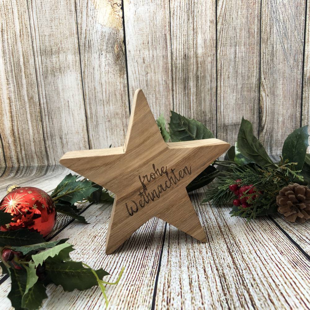 Weihnachtsstern aus Eiche Massivholz 15cm