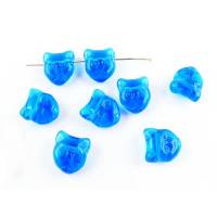 10 Glasperlen Katzen blau 11 mm Tierperlen quer gebohrt Bild 1