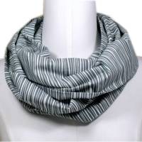 Loop Schlauchschal Schal grau weiß Muster  handmade Bild 1