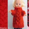 Pullover Rollkragenpullover Raglanpulli Rolli Tunika Kleid für eine Dekorationspuppe Rot Zopfmuster Wolle Polyacryl Bild 10