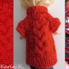 Pullover Rollkragenpullover Raglanpulli Rolli Tunika Kleid für eine Dekorationspuppe Rot Zopfmuster Wolle Polyacryl Bild 4