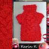 Pullover Rollkragenpullover Raglanpulli Rolli Tunika Kleid für eine Dekorationspuppe Rot Zopfmuster Wolle Polyacryl Bild 5