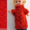 Pullover Rollkragenpullover Raglanpulli Rolli Tunika Kleid für eine Dekorationspuppe Rot Zopfmuster Wolle Polyacryl Bild 8