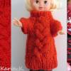 Pullover Rollkragenpullover Raglanpulli Rolli Tunika Kleid für eine Dekorationspuppe Rot Zopfmuster Wolle Polyacryl Bild 9