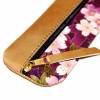 Federmäppchen Leder gold & japanischer Stoff violett „Kirschblüte” Bild 3