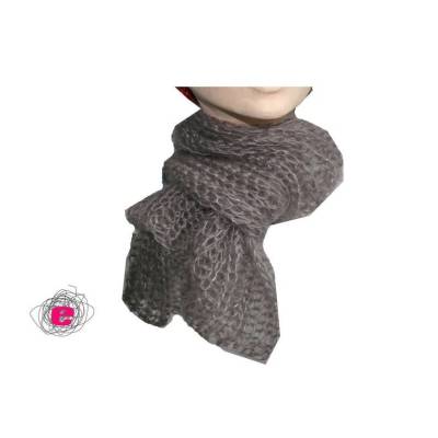 Schal taupe, gestrickt aus Lacegarn, hellbraun, Seide und Mohair