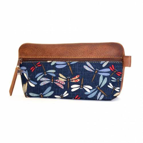 Federmäppchen Leder & Stoff „bunte Libellen”