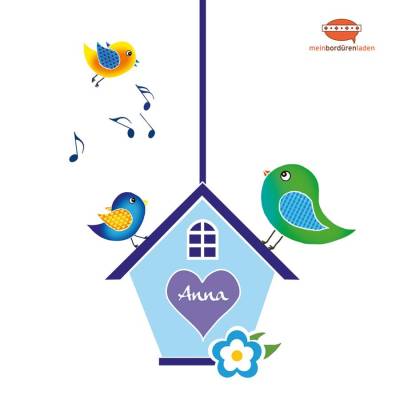 Türaufkleber-Set: Vogelhaus blau