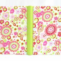 Notizbuch, DIN A5, 300 Seiten, rosa, hell-grün, pink, Blumen Bild 3