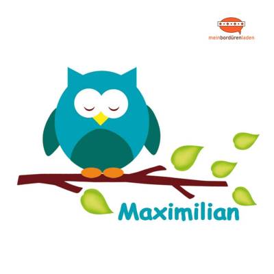 Wandtattoo-Set: Kleine Eule - türkis - personalisierbar