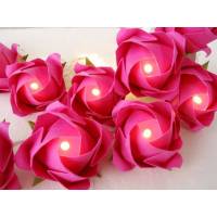 Lichterkette große Rosen in Pink, Geschenk Taufe, Tischdeko, Girlande, Kinderzimmerdeko Bild 1