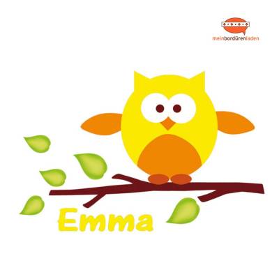 Wandtattoo-Set: Kleine Eule - gelb - personalisierbar