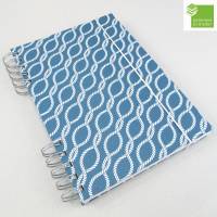 Spiralbuch, Notizbuch, blau, weiß, DIN A5, 100 Blatt, Verschluss Gummi, Logbuch Bild 1
