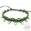 Fussband mit grünen und schwarzen Glas-Perlen und grünen Glas-Tropfen - größenverstellbar - Makramee Bild 3