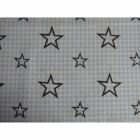 8,90 EUR/m Stoff Baumwolle - Sterne schwarz auf hellblau - weiß Karo Ökotex Bild 1