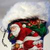 Riesenstiefel XXL Nikolausstiefel 97 cm lang Rot Blau Weiß Weihnachtsmannsack blaues Filzfutter weiße Plüsch- Krempe Bild 7