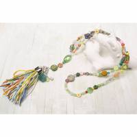 hippie-Bettelkette-Halskette-beadwork-Schmuck-Quasten-boho-Kette-bohemian-Schmuck-lange-Kette-bunt Bild 1